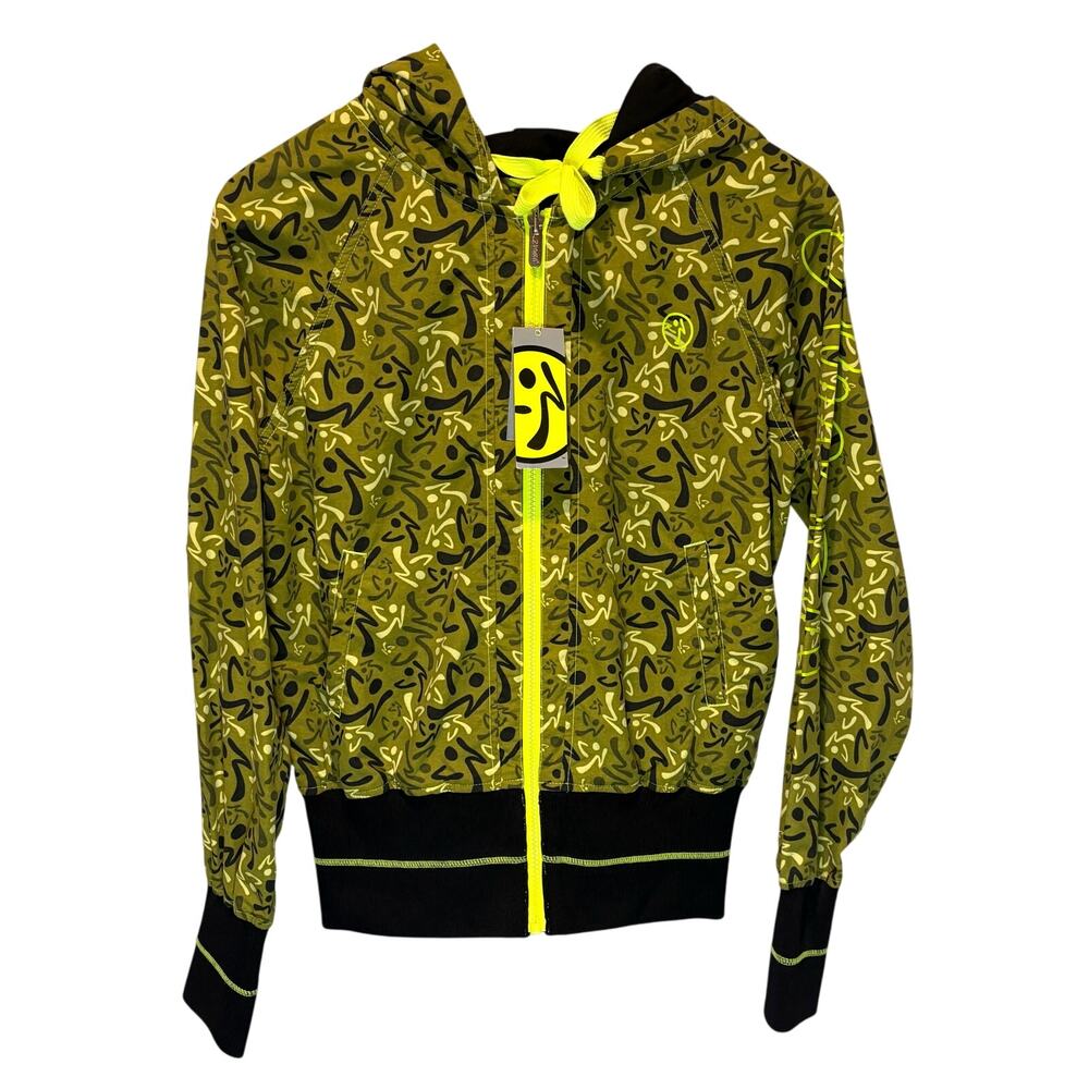 Zumba NWT Windsurf Zip-Up Jacket in Soldier Print - size XS